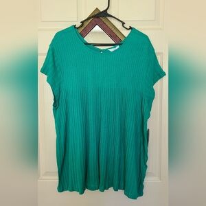 Teal Time & Tru Textured Top